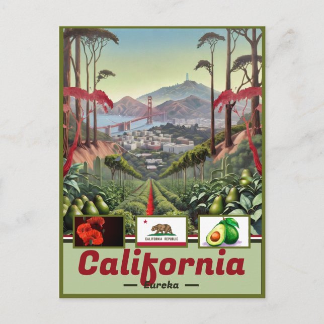 Surreal California Dreamscape: State Emblem Postcard (Front)