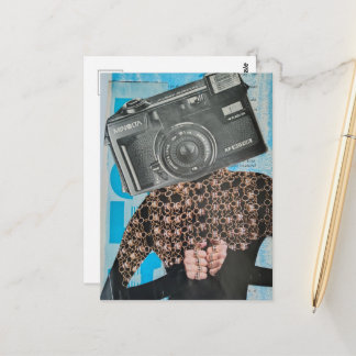 Surreal Camera Woman Collage Postcard