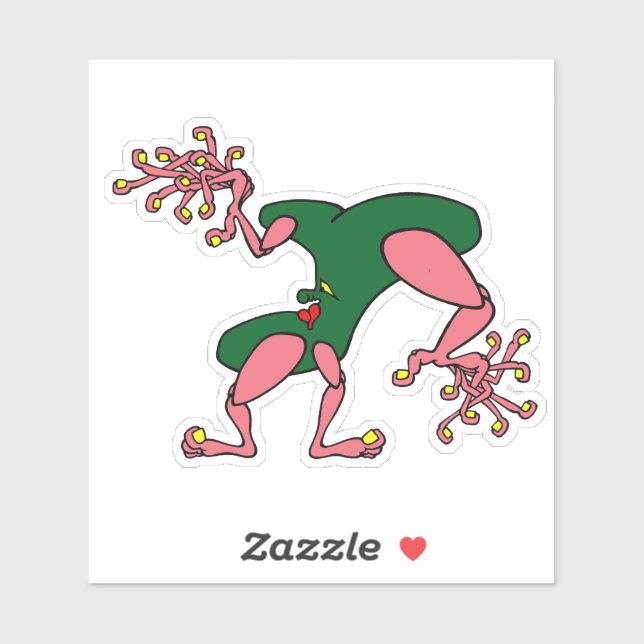 Surreal cartoon creature with branch-like hands sticker (Sheet)