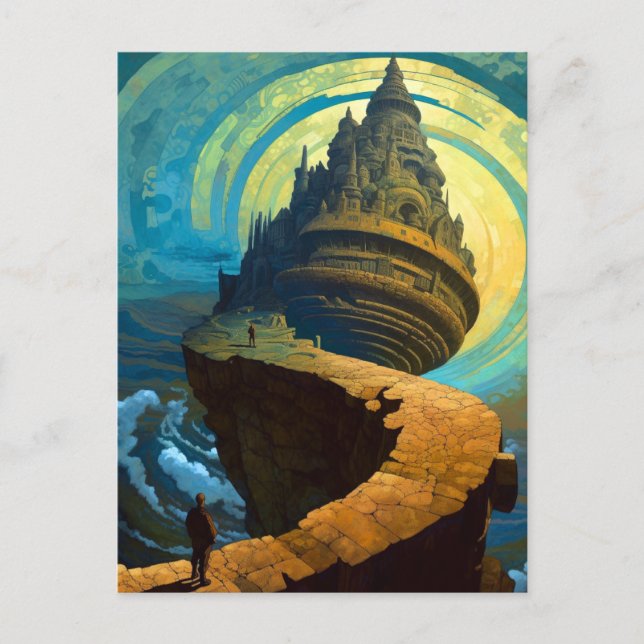 Surreal Castle Landscape Fantasy Art Postcard (Front)