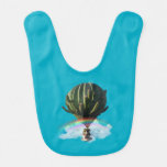 Surreal Cat Hot Air Balloon with Cactus &amp; Rainbow Baby Bib