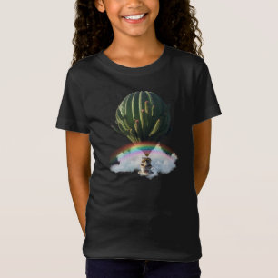 Surreal Cat Hot Air Balloon with Cactus & Rainbow T-Shirt