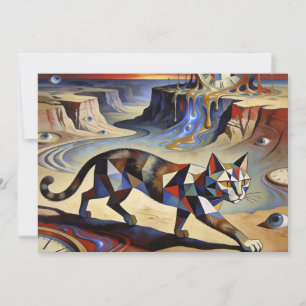 Surreal Cat Melting Clocks Dali Picasso Inspired Invitation