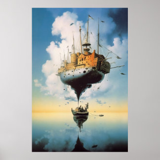 Surreal Celestial Vessel Poster