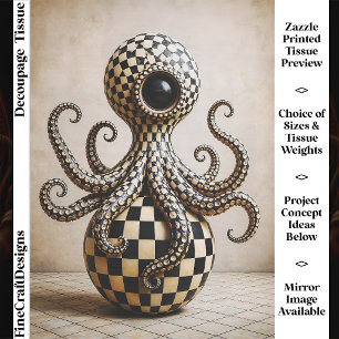 Surreal Checkerboard Octopus, Harlequin FX2R Tissue Paper