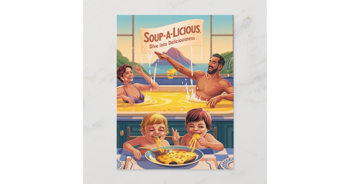 Surreal Cheesy Pool Postcard | Zazzle