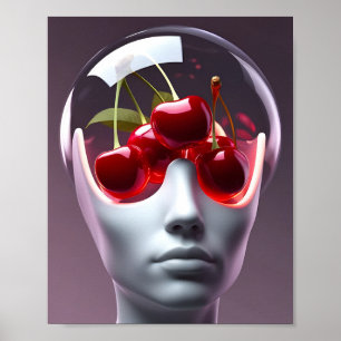 Surreal Cherry head Poster