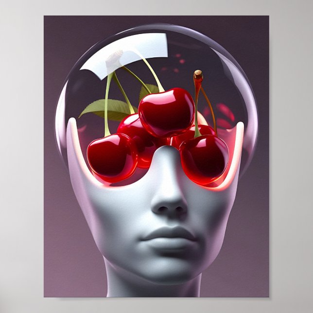 Surreal Cherry head Poster (Front)
