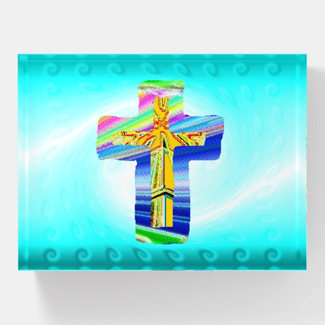 Surreal Christian Cross Paperweight (Front)