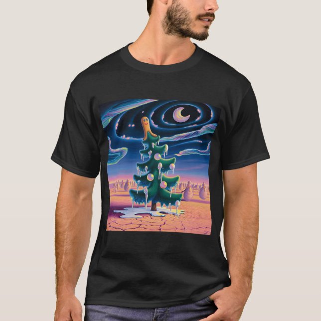 Surreal Christmas Tree with Gingerbread Topper T-Shirt (Front)