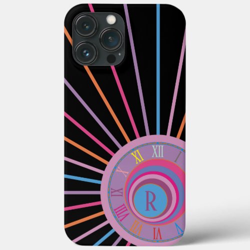 Surreal Clock Artsy Star Lines Purple Pink Blue  iPhone 13 Pro Max Case