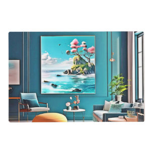 Surreal Coastal Paradise Wall Art for Modern Homes Placemat