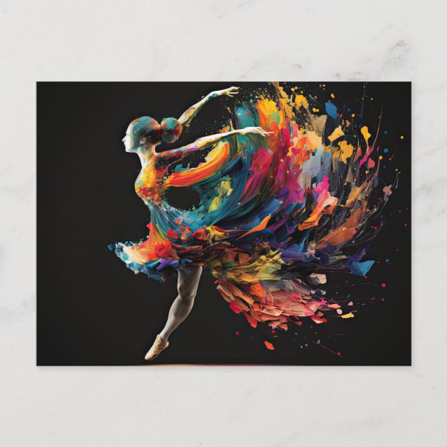 Surreal Color Splash Ballerina Postcard (Front)