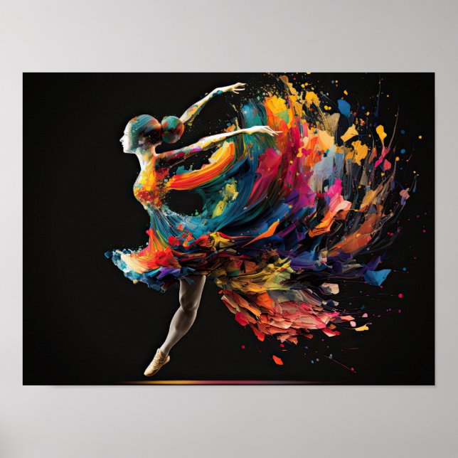 Surreal Color Splash Ballerina Poster (Front)