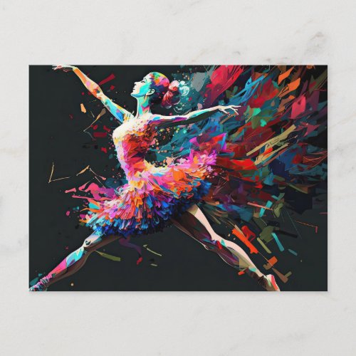 Surreal Color Splash Dancing Ballerina Postcard