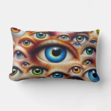 Surreal Colorful Eyes Lumbar Throw Pillow
