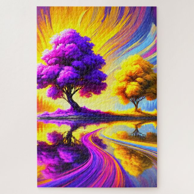 Surreal Colorful Tree Landscape Jigsaw Puzzle (Vertical)