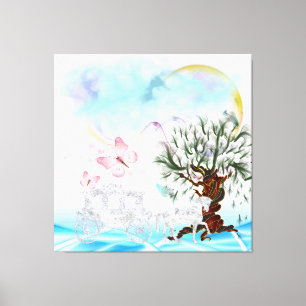 Surreal Crystal Horse Carriage Wrapped Canvas