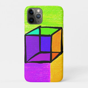 Surreal Cube. Geometric Retro Style Design. 70's. iPhone 11 Pro Case