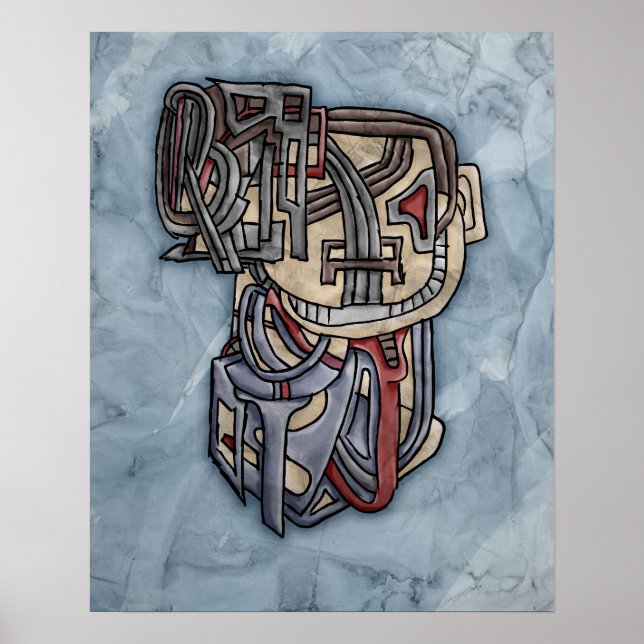 Surreal Cubist Nightmare Portrait Poster (Front)