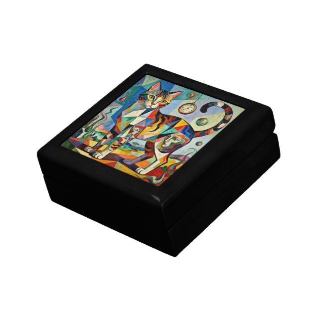 Surreal Cubist Style Cat Art Gift Box (Side)