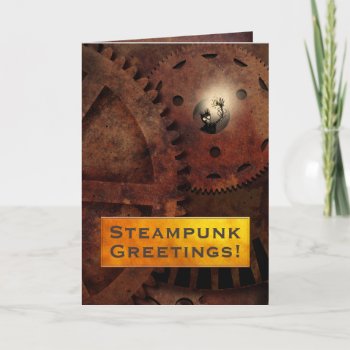 Surreal Custom Steampunk Gears Robot Engineer Thank You Card by StrangeStore at Zazzle