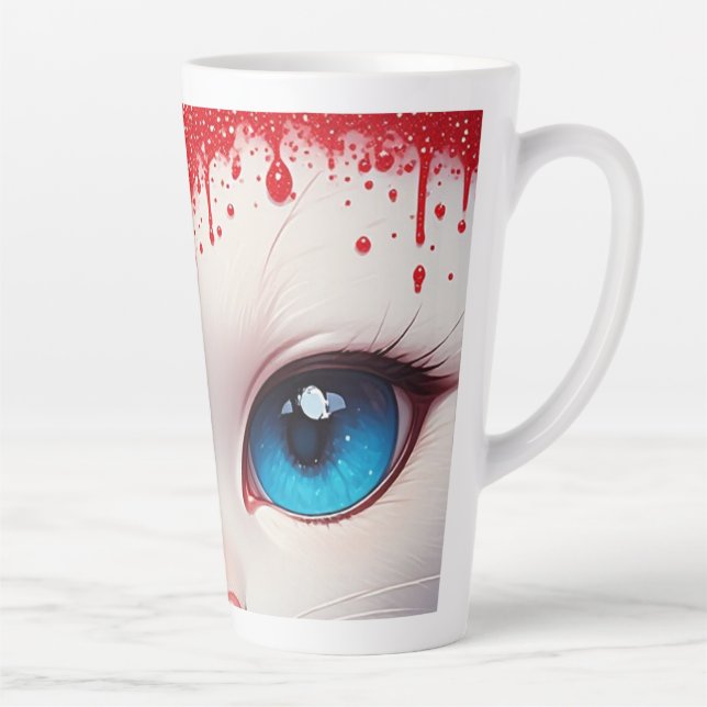 Surreal Cute Big Blue Eyes Latte Mug (Right)