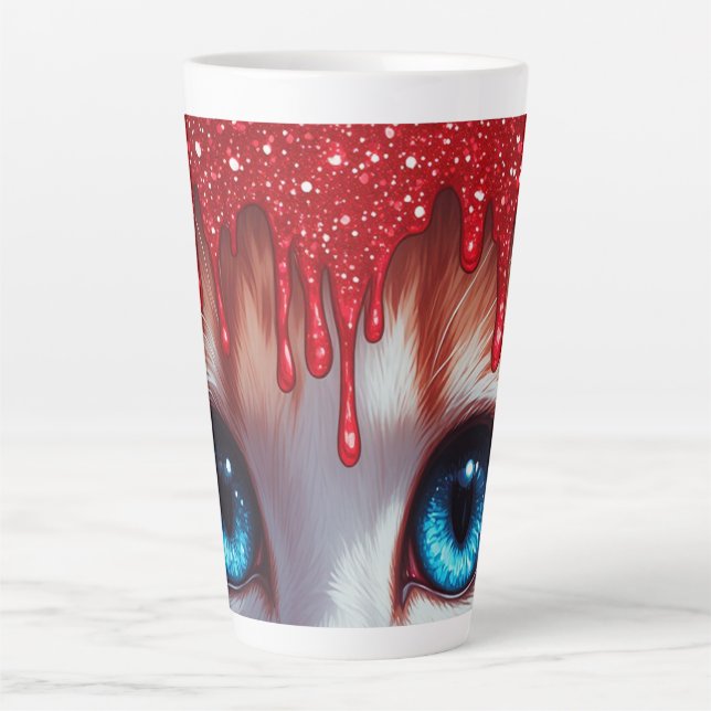 Surreal Cute Big Blue Eyes Latte Mug (Front)