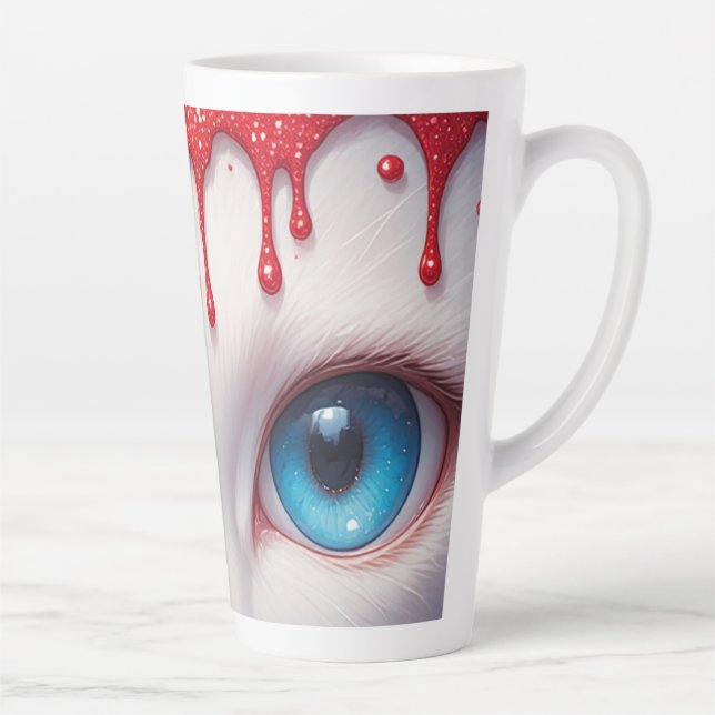 Surreal Cute Big Blue Eyes Latte Mug (Right)