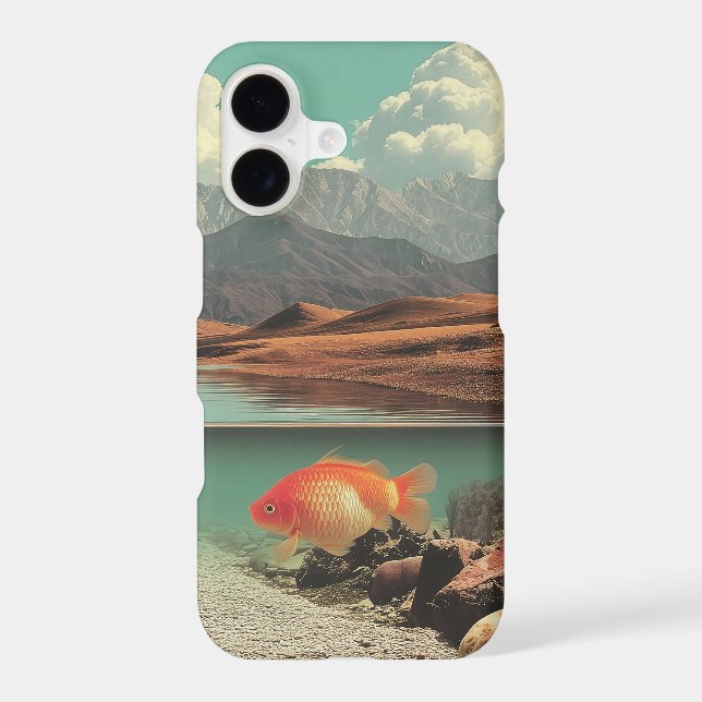 Surreal Desert and Lake with Goldfish iPhone Case (Back)