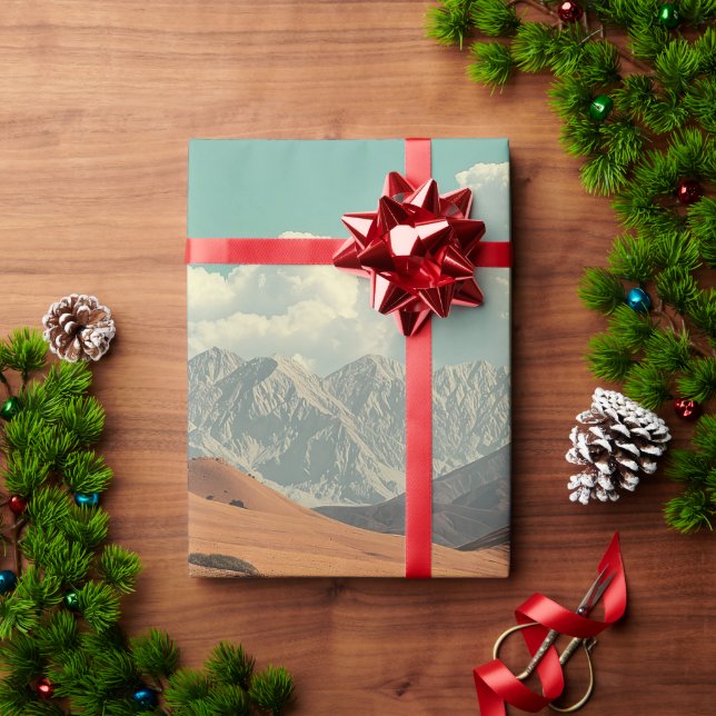 Surreal Desert and Lake with Goldfish Wrapping Paper (Holiday Gift)