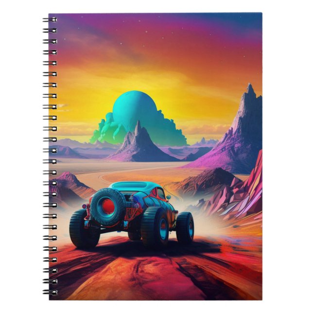 Surreal Desert Car Landscape Notebook (Front)