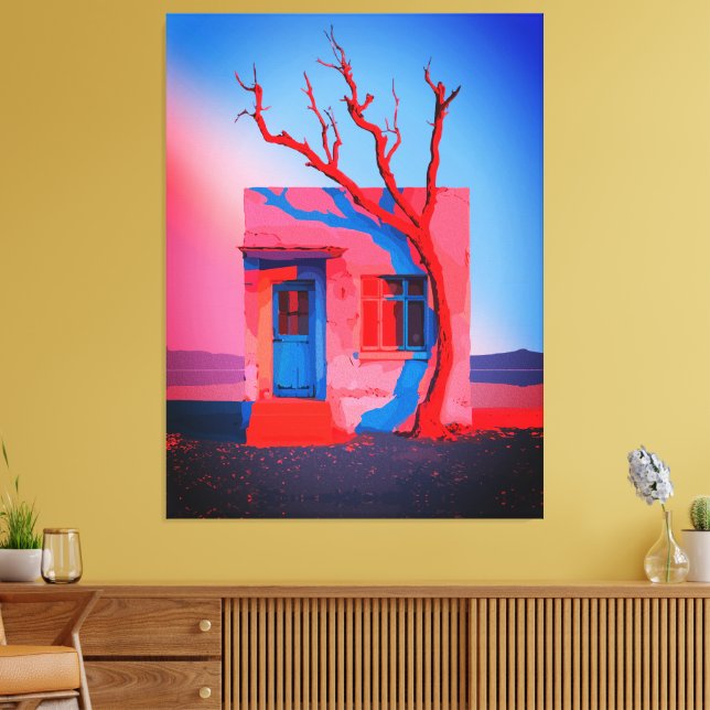 Surreal Desert House Wall Art – Minimalist (Insitu(LivingRoom))