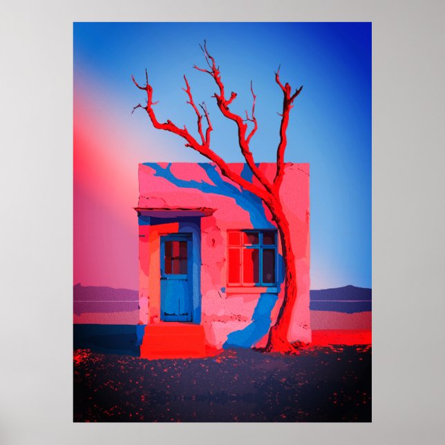 Surreal Desert House Wall Art – Minimalist (Front)