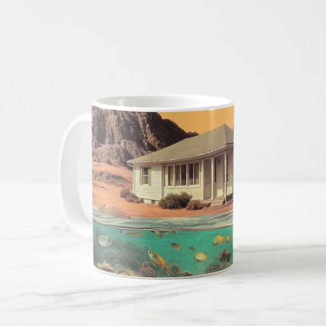 Surreal Desert House with Underwater Reef Coffee Mug (Front Left)