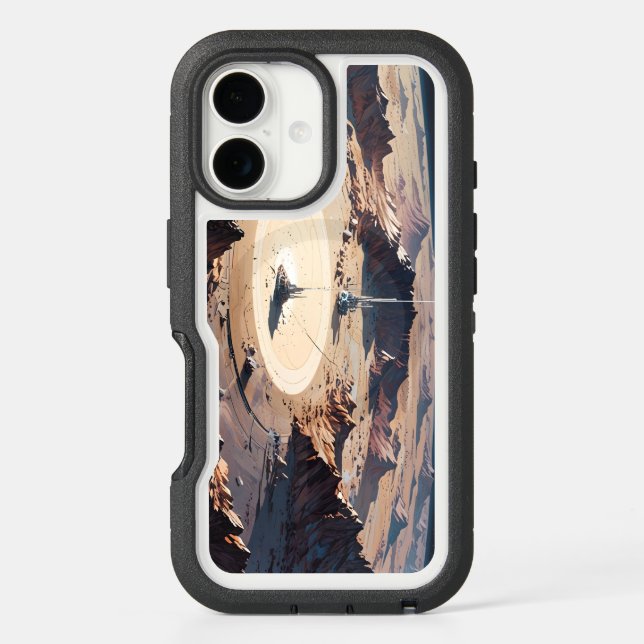 Surreal Desert Oasis with Sci-Fi Structure Otterbox iPhone Case (Back)