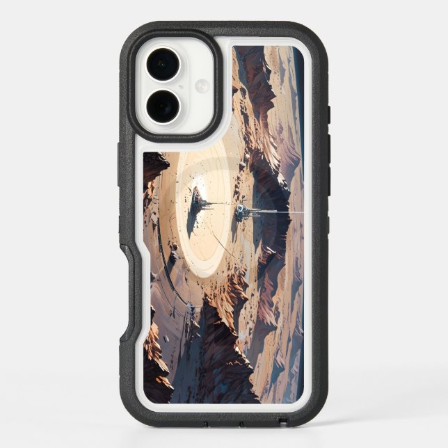 Surreal Desert Oasis with Sci-Fi Structure Otterbox iPhone Case (Back)