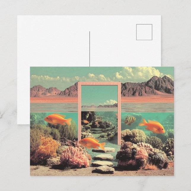 Surreal Desert Ocean with Door Postcard (Front/Back)