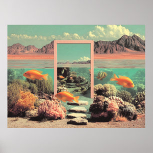 Surreal Desert Ocean with Door Poster
