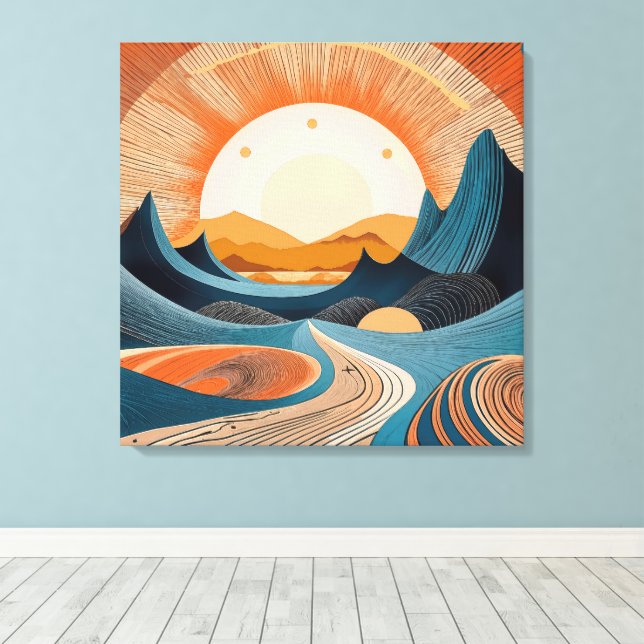 Surreal Desert Sunset Abstract Canvas Print (Insitu(Wood Floor))