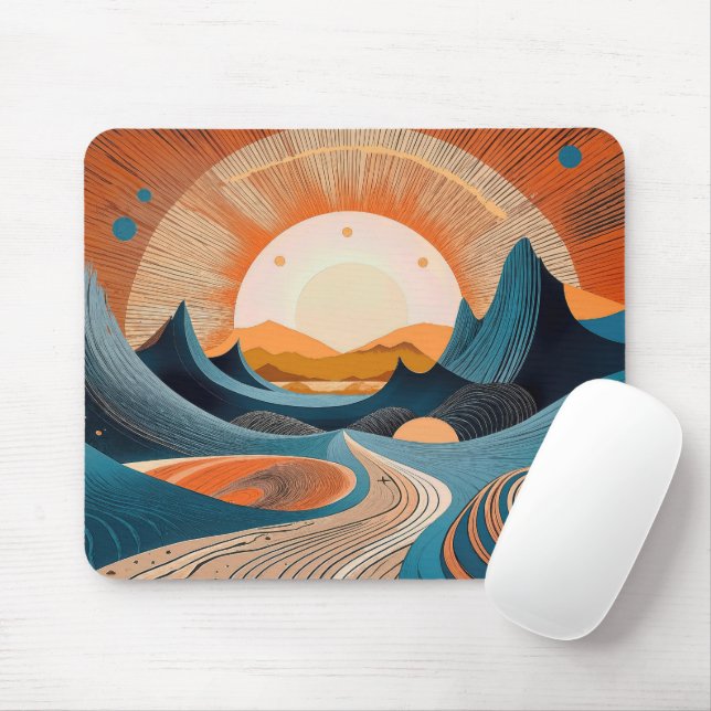 Surreal Desert Sunset Abstract Mouse Pad (With Mouse)