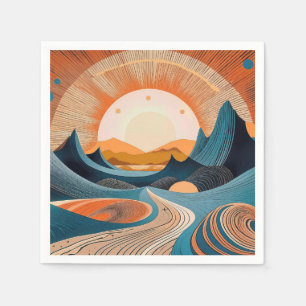 Surreal Desert Sunset Abstract Napkins