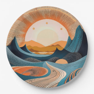 Surreal Desert Sunset Abstract Paper Plates
