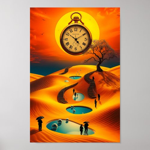 Surreal Desert Timekeeper Horizon Poster