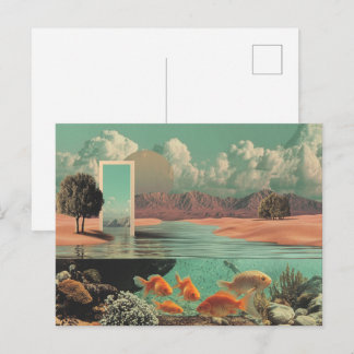 Surreal Doorway in Desert with Underwater Postcard