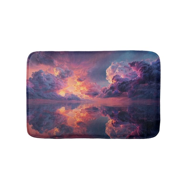 Surreal Dramatic Clouds With Fiery Sunset Bath Mat (Front)
