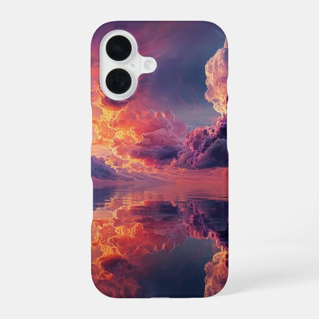 Surreal Dramatic Clouds With Fiery Sunset iPhone Case (Back)