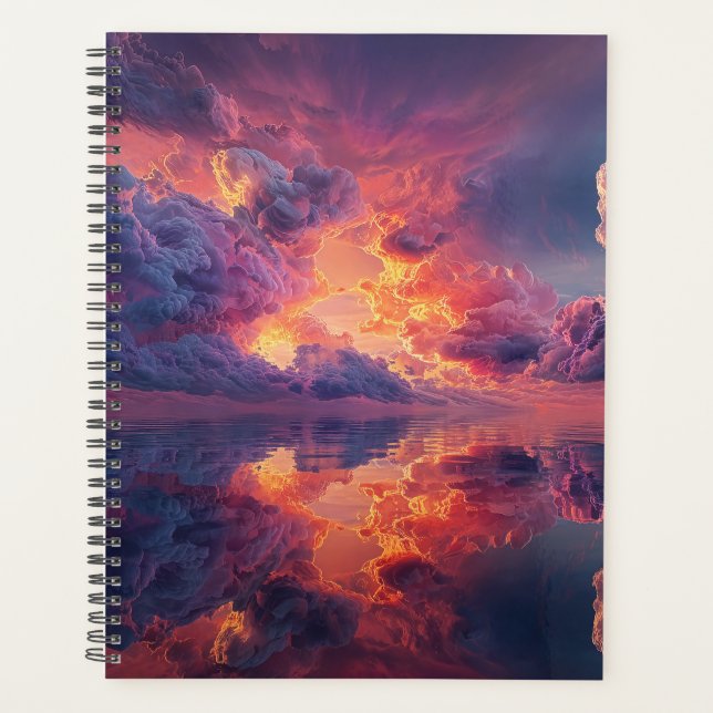 Surreal Dramatic Clouds With Fiery Sunset Planner (Front)