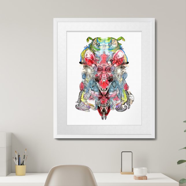 Surreal Drawing Symmetric Art  Framed Art (Home Office)