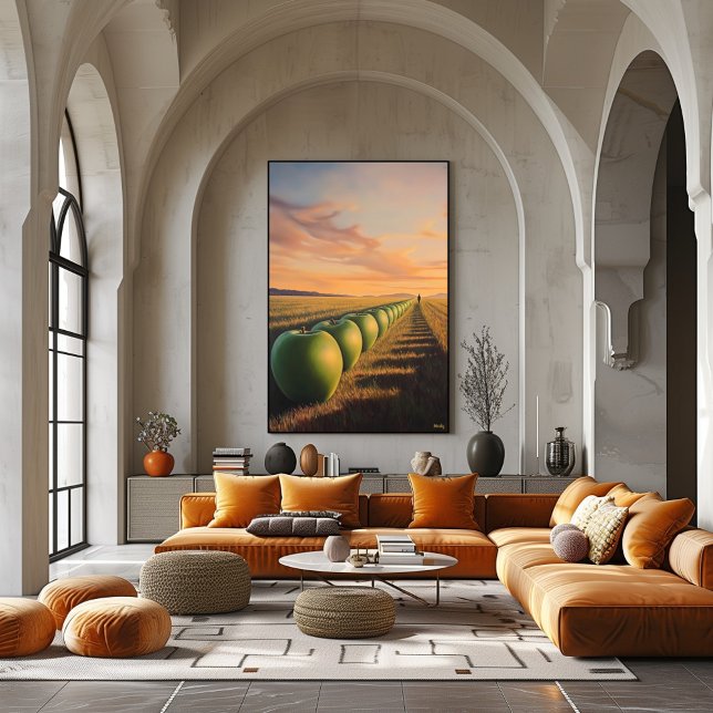  Surreal Dreamscape Apples in Twilight Fields Poster (Creator Uploaded)